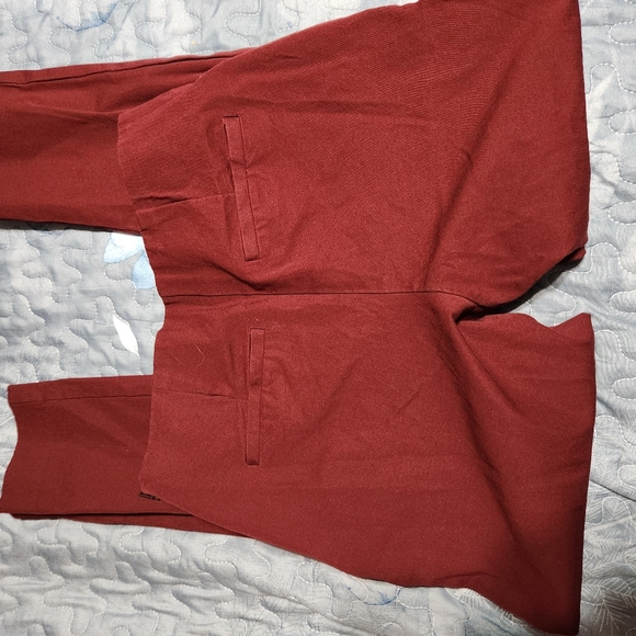 Womens Burgundy High-Waisted Pants - Picture 7 of 9